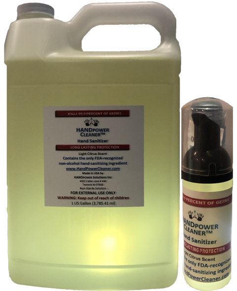 HandPower Cleaner (TM) Hand Sanitizer 1 Gallon with bonus 50ml foaming bottle